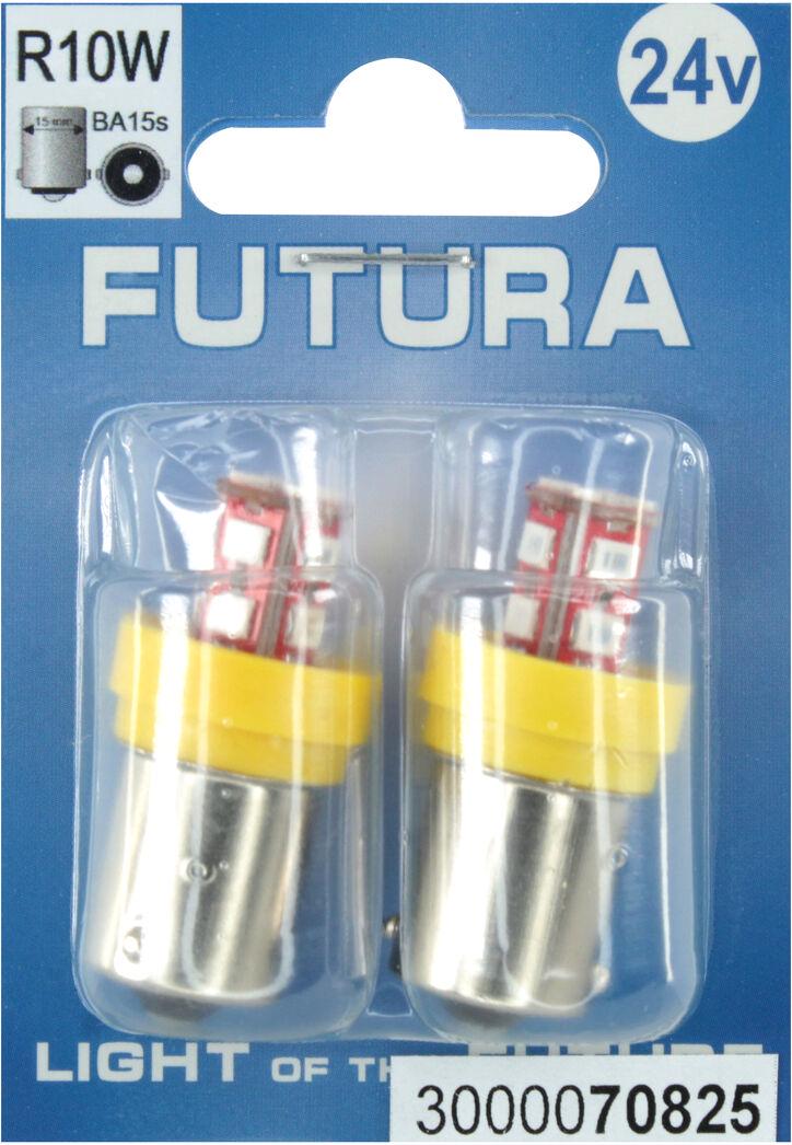 Лампочка FUTURA Груша LED SMD 24V 12 диодов R10W BA15s 2 шт. 95Lm Желтый (70825) Лампочка FUTURA Груша LED SMD 24V 12 диодов R10W BA15s 2 шт. 95Lm Желтый (70825)