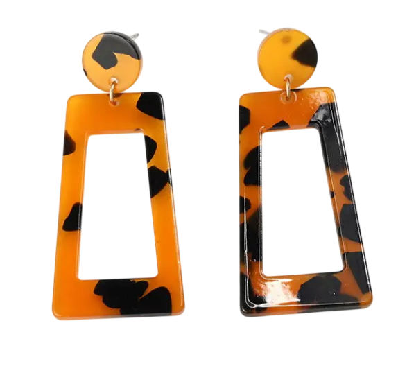 Сережки акрилові трапеція Леопардовий (1139767979)