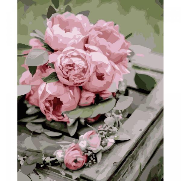 Картина по номерам Strateg Розовые пионы 40х50 см в термопакете (VA-3219-mt)