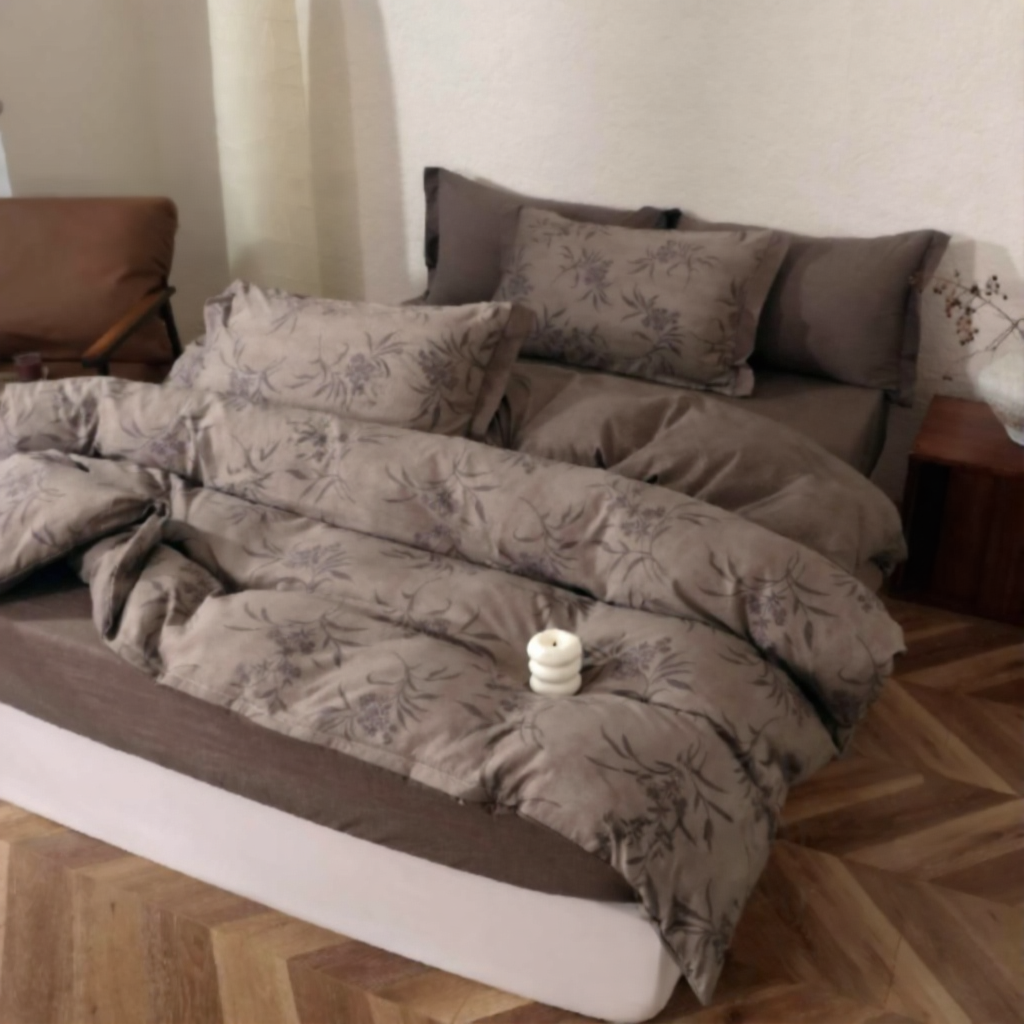 Постільна білизна варена бавовна євро 50х70 см Коричневий із чорним