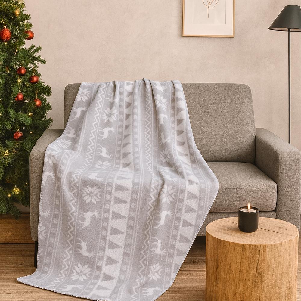 Плед флисовый Love You Серебряный олени 150x200 см (LY9113)