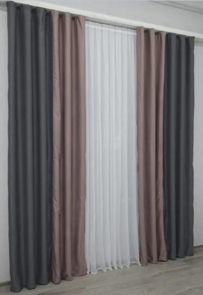 Штори блекаут Bagema Rvs 1,5х2,7 м 2 шт. Какао/Сірий (014дк/1241-1245ш) - фото 3