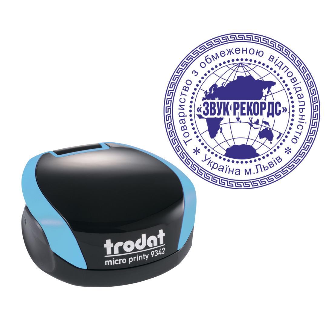 Печать ТОВ на карманном оснащении Trodat Micro Printy 9342 d 42 мм Бирюзовый (ООО7/9342/BZ)