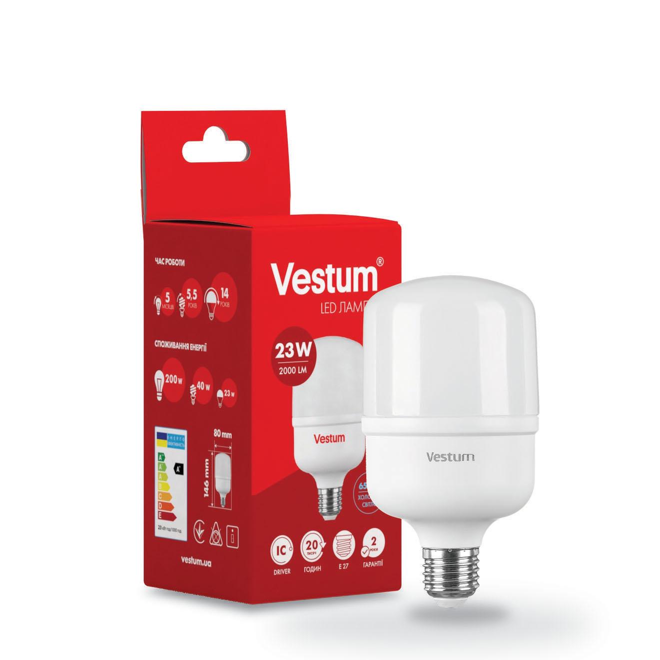 Лампа LED Vestum T80 23 W 6500K 220 V E27