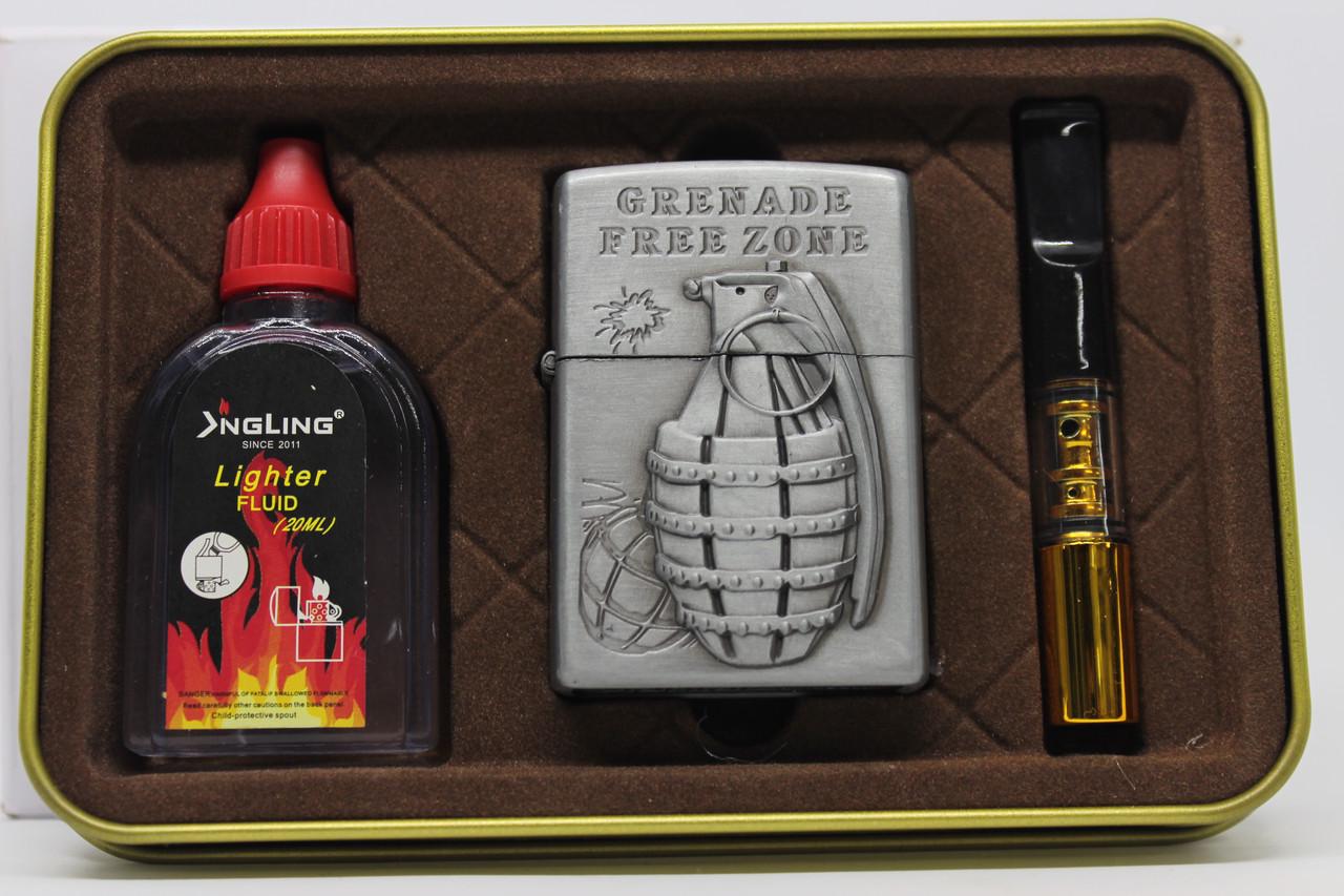 Набор с бензиновой зажигалкой ZIPPO в железном футляре Граната 013 Gold (2729770044) Набор с бензиновой зажигалкой ZIPPO в железном футляре Граната 013 Gold (2729770044)