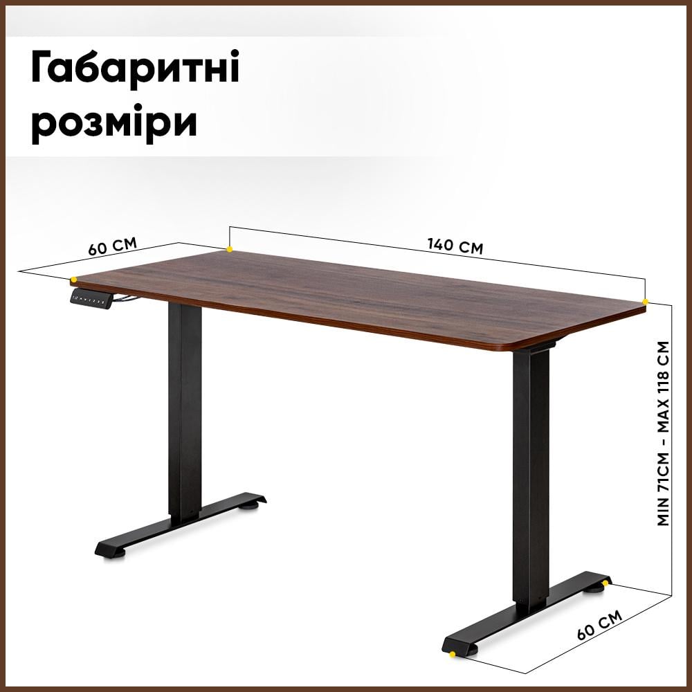 Стол Mealux PowerDesk Duo Walnut с электрорегулировкой высоты (EVO-242 Walnut/B) - фото 3