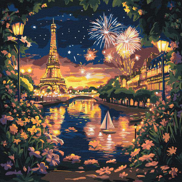 Картина за номерами Ideyka Салюти Парижа 40x40 см (Id-KHO3669)