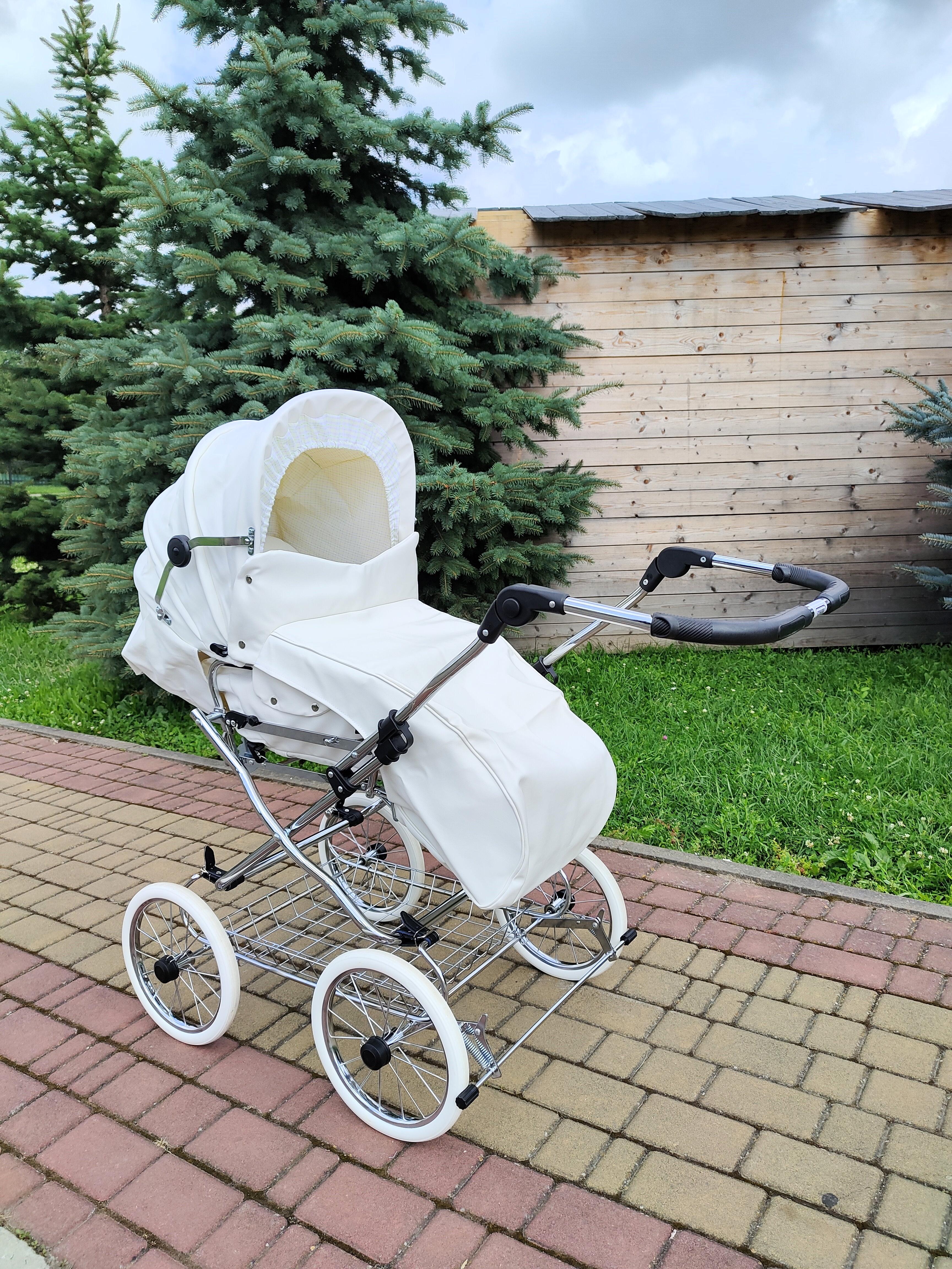 Детская коляска комбинированная Eichhorn Stroller Classic регулируемая ручка Белый - фото 2