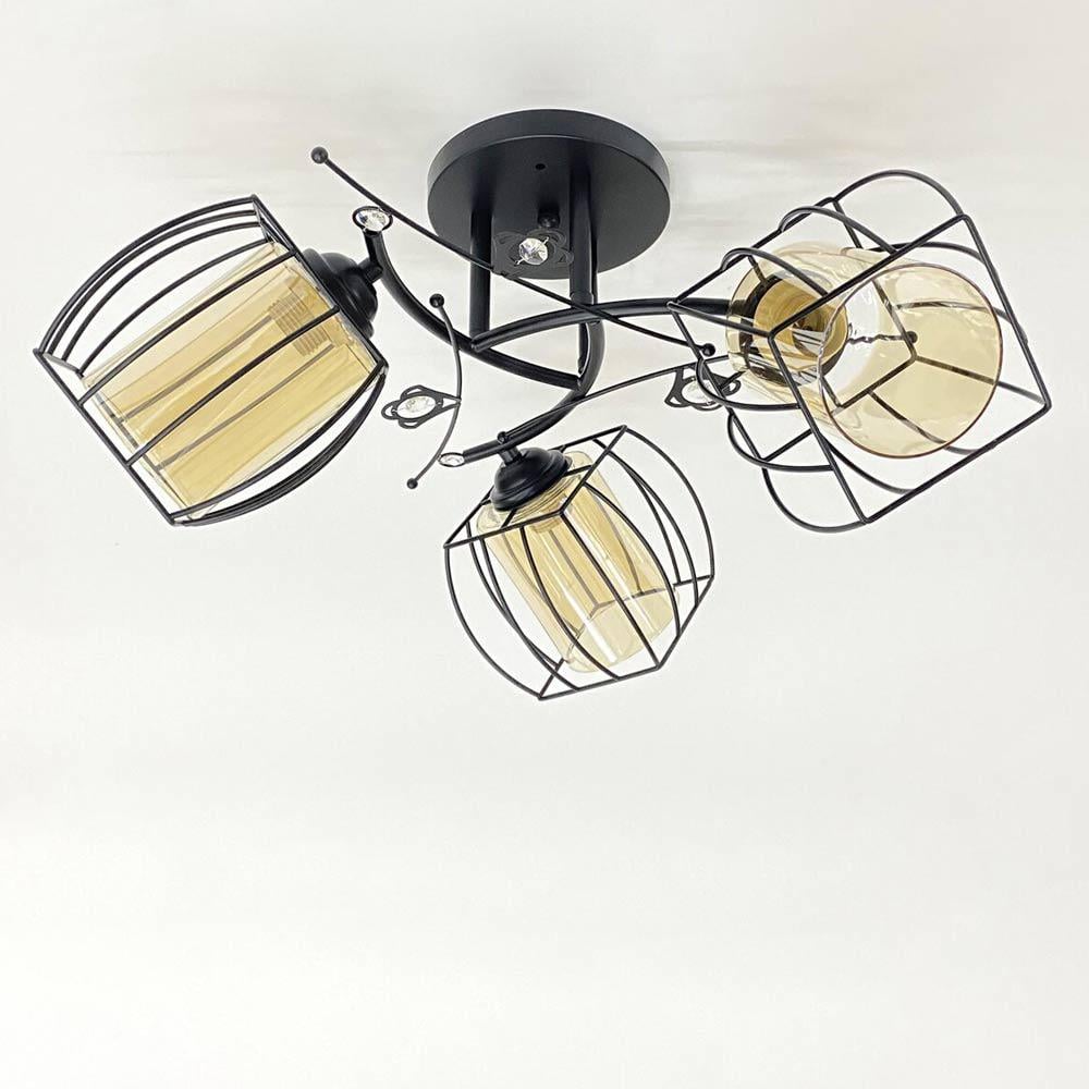 Люстра стельова Light House SRS-20304/3 плафони бурштинові Чорний