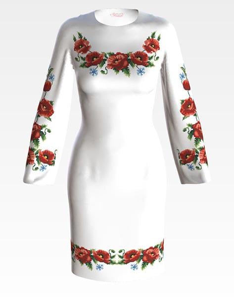 Заготовка платья женского Маки/васильки ПЛ003 домотканое полотно Белый (25561503) Заготовка платья женского Маки/васильки ПЛ003 домотканое полотно Белый (25561503)