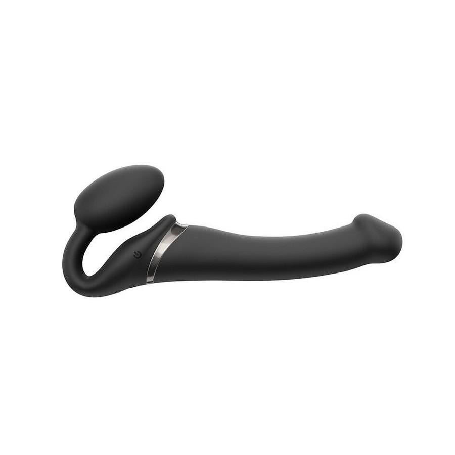 Страпон безременный с вибрацией Strap-On-Me Vibrating Bendable Strap-On M 15,6 см Черный (35592)