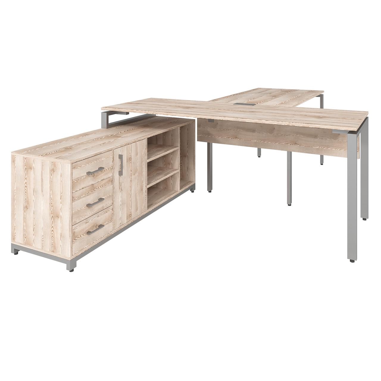Офисный письменный стол руководителя Loft Details FMB180 с царгой Сосна лофт кремовая