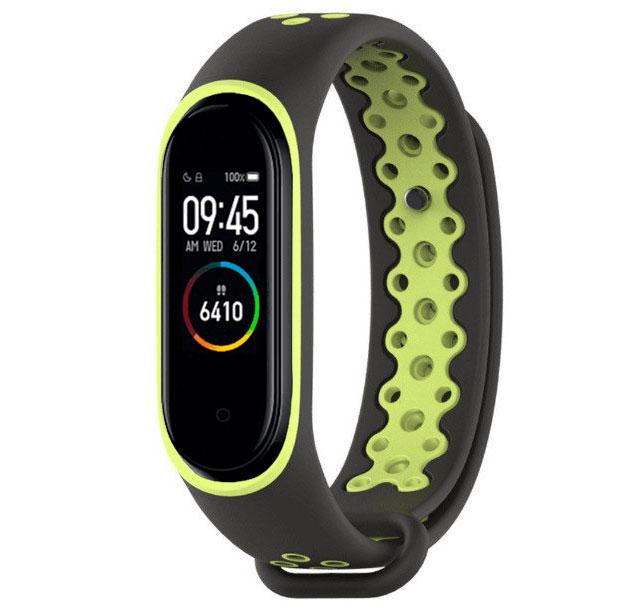 Силиконовый ремешок Primo Perfor Sport для фитнес-браслета Xiaomi Mi Band 4 Black/Green (1007373771) - фото 2