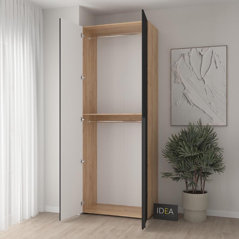 Шафа для одягу Idea С-7.1 з двома штангами Дуб крафт/Чорний (1817) - фото 2