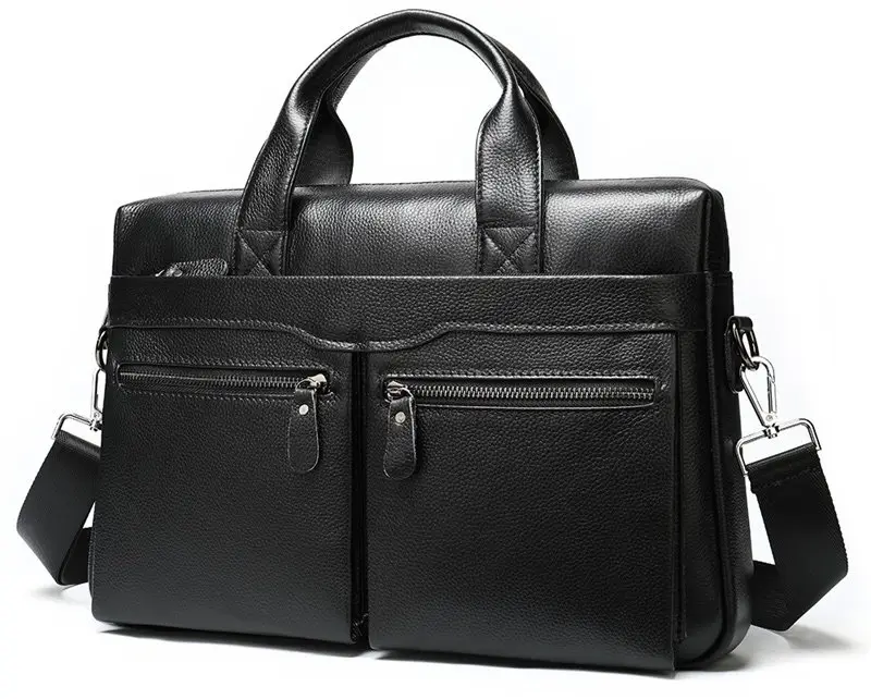 Сумка для ноутбука и документов мужская Tiding Bag кожаная Черный (BR-260)