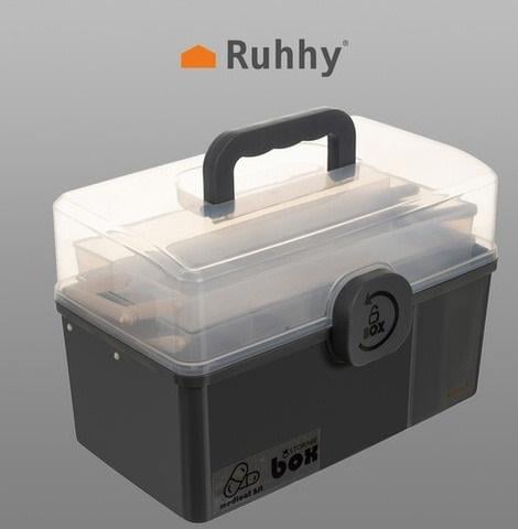 Аптечка-органайзер трехярусная для хранения медикаментов Серый/Прозрачный - фото 4 Аптечка-органайзер трехярусная для хранения медикаментов Серый/Прозрачный - фото 4