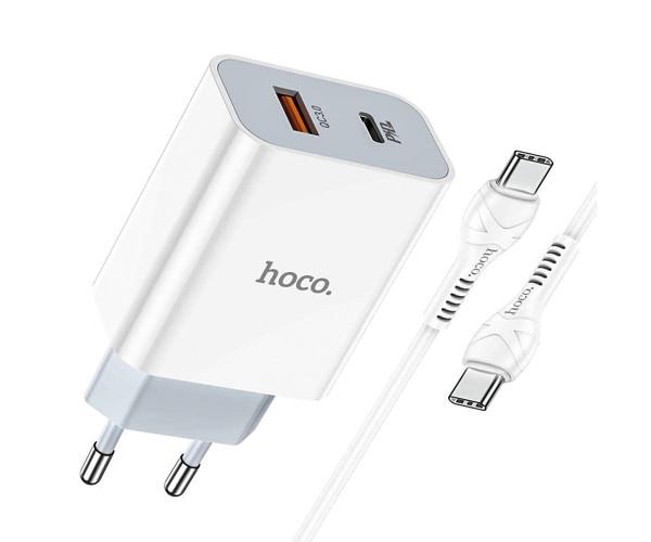 Пристрій зарядний мережевий Hoco C97A QC3.0 PD20W 3A з кабелем Type-C/Type-C White - фото 1 Пристрій зарядний мережевий Hoco C97A QC3.0 PD20W 3A з кабелем Type-C/Type-C White - фото 1