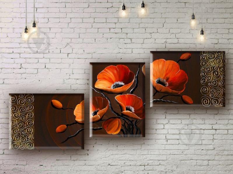 Модульная картина акрилом цветы маки ArtStar MHM17_3_019 размер 70 х 135 см