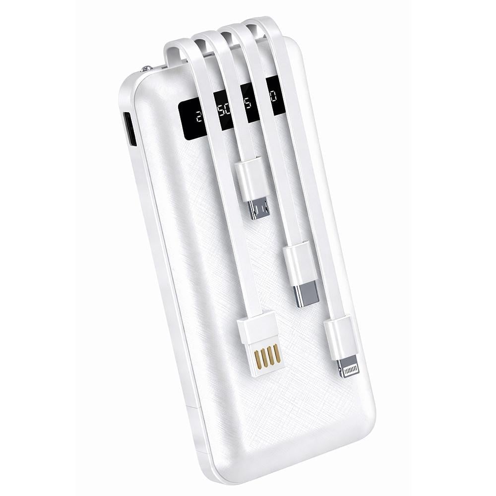 Повербанк PFT 80020 со встроенными кабелями Type-C/lightning/micro USB-A и фонарем 20000 mAh Белый (ec3d0d00)
