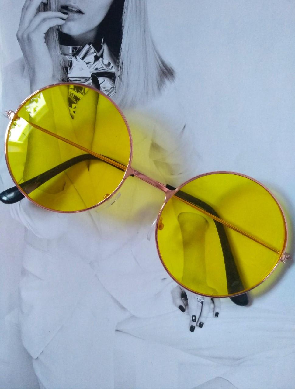 Очки круглые тишейды с цветной линзой Желтый в золоте Очки круглые тишейды с цветной линзой Желтый в золоте