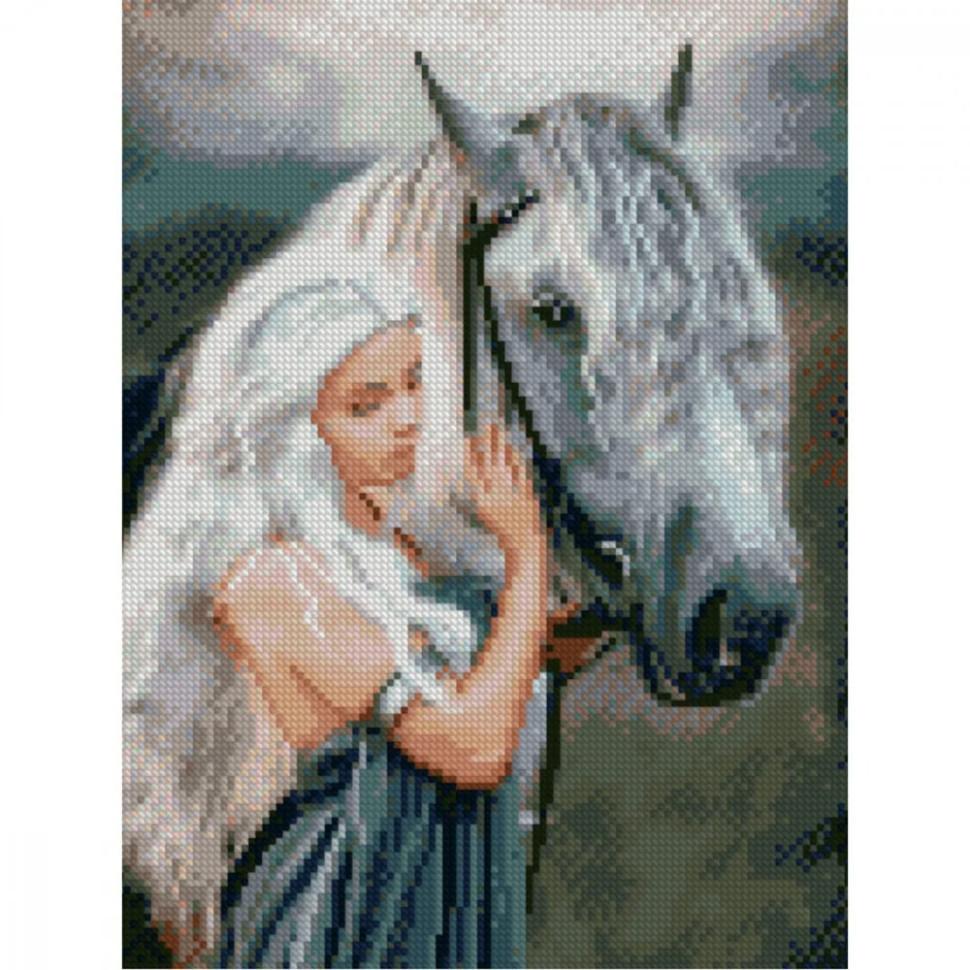 Алмазная мозаика Strateg Молодая наездница 30х40 см (HX210)