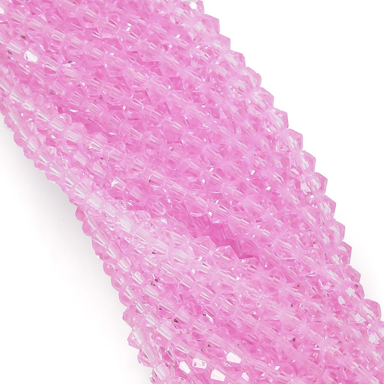 Бусины хрустальные Биконус 4х4,2 мм 95 шт. Розовый (БИ0004к09)