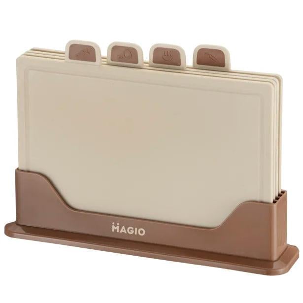 Доски разделочные MAGIO MG-1255I 4 шт. с подставкой Бежевый (iz16791)
