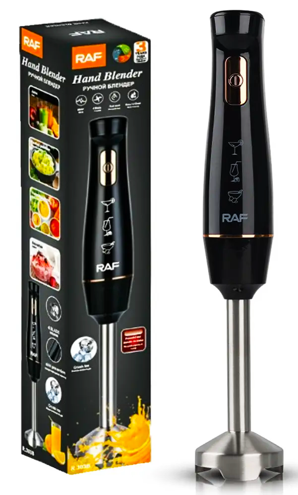 Блендер погружной RAF R303B 800 Вт с металлической ножкой Черный (25279944)