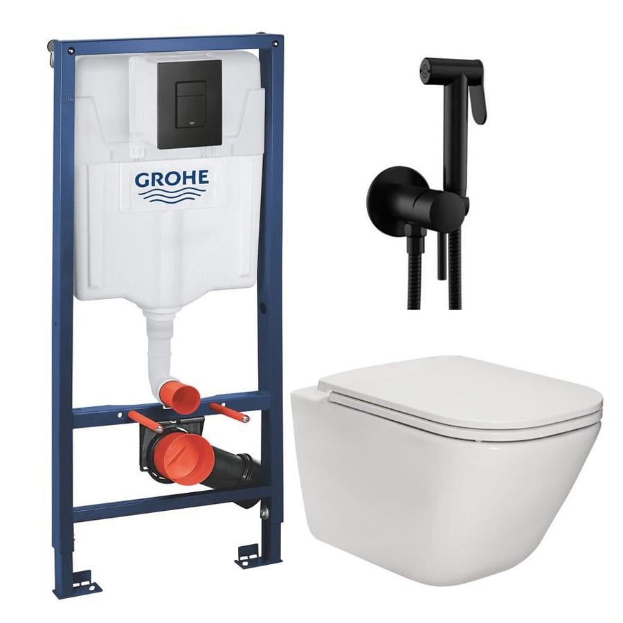 Комплект инсталляции Grohe A34H470000_38811KF0_ZDUP110NO с унитазом кнопка Черный (158215)