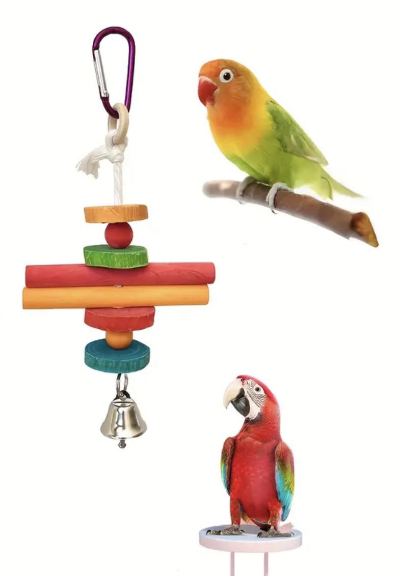 Игрушка подвесная для попугаев деревянная 22 см (27435493) - фото 2 Игрушка подвесная для попугаев деревянная 22 см (27435493) - фото 2