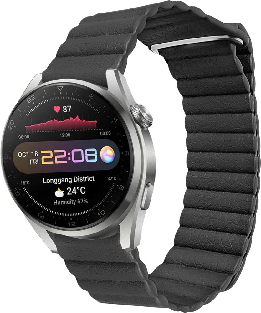 Ремешок кожаный Genis для Huawei Watch 3 Pro Black (26525-2B)