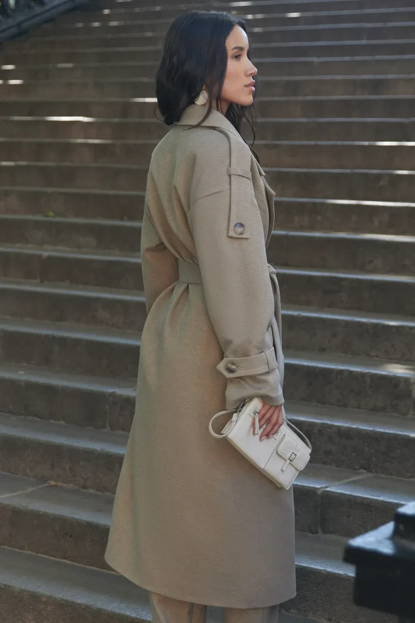 Тренч Seventeen з італійської вовни S-M Бежевий - фото 4