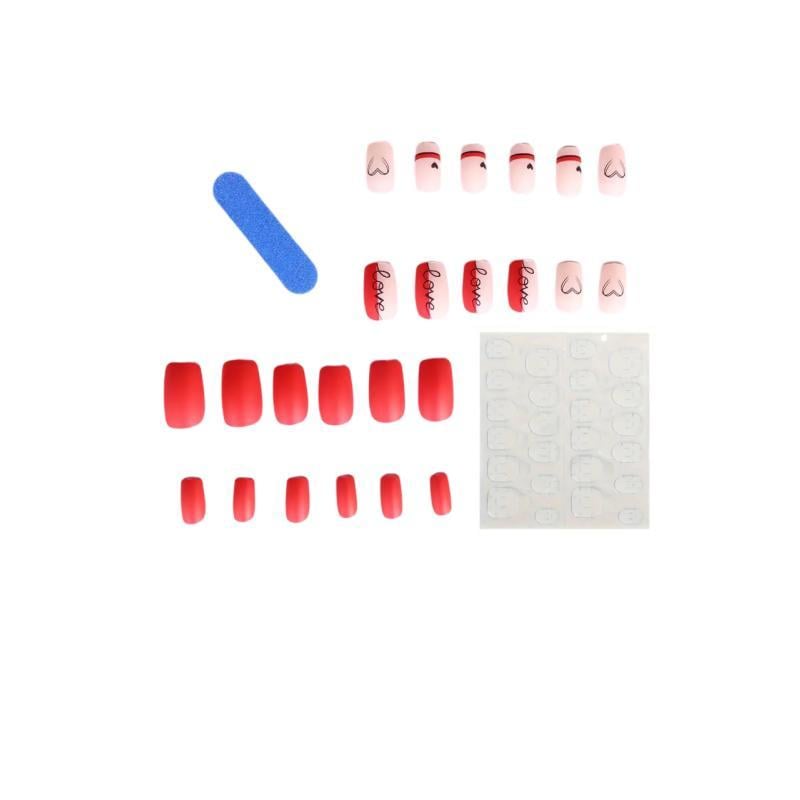 Накладные ногти Love квадрат средней длины с клеевыми пластинами 24 шт. Бордовый (2789190672)