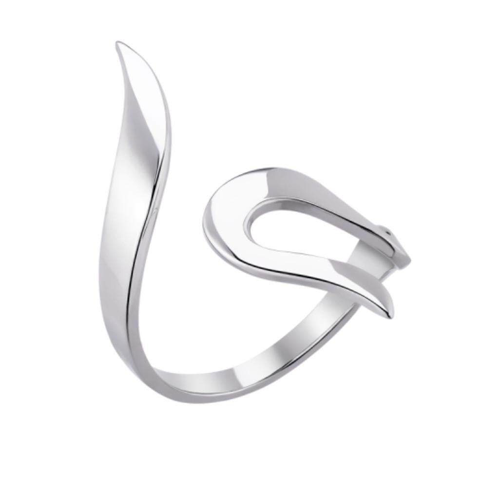 Кольцо без камней широкое серебро 925 пробы родированное 2,46 г р. 16,5-17,5 (вс661р)