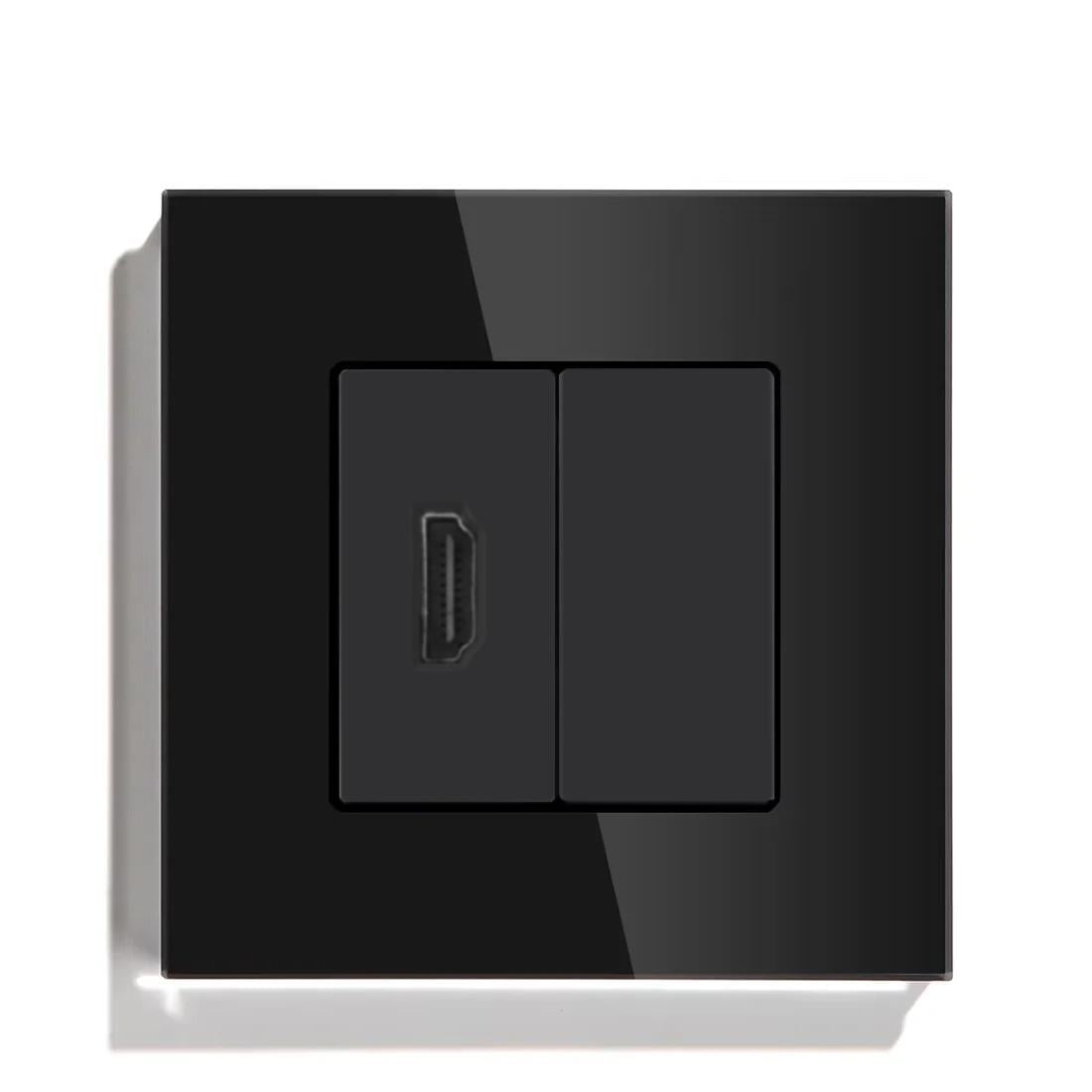 Розетка для телевизора LUXION HDMI настенная дизайнерская стеклянная рамка Черный (LX-HDMIBLK-BK)
