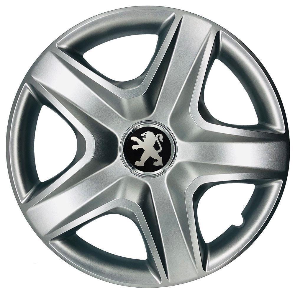 Колпаки автомобильные модельные  SJS 340 с логотипом Peugeot R15 4 шт. Серебрянный