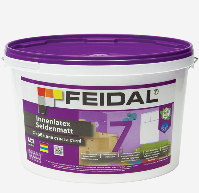 Фарба Feidal Innenlatex Seidenmatt, латексна шовковисто-матова база для внутрішніх робіт 5 л Прозорий (1815000961) - фото 1