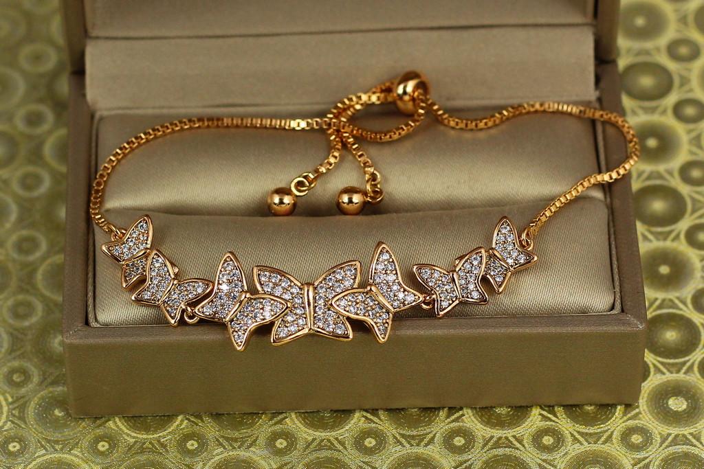 Браслет регулируемый Xuping Jewelry Рой бабочек на бегунки Золотистый (2196395542)