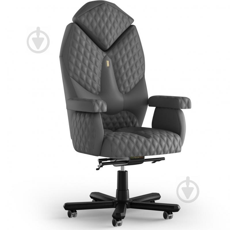 Крісло KULIK SYSTEM DIAMOND Екошкіра з підголовником зі рядком Сірий (1-901-WS-MC-0206)