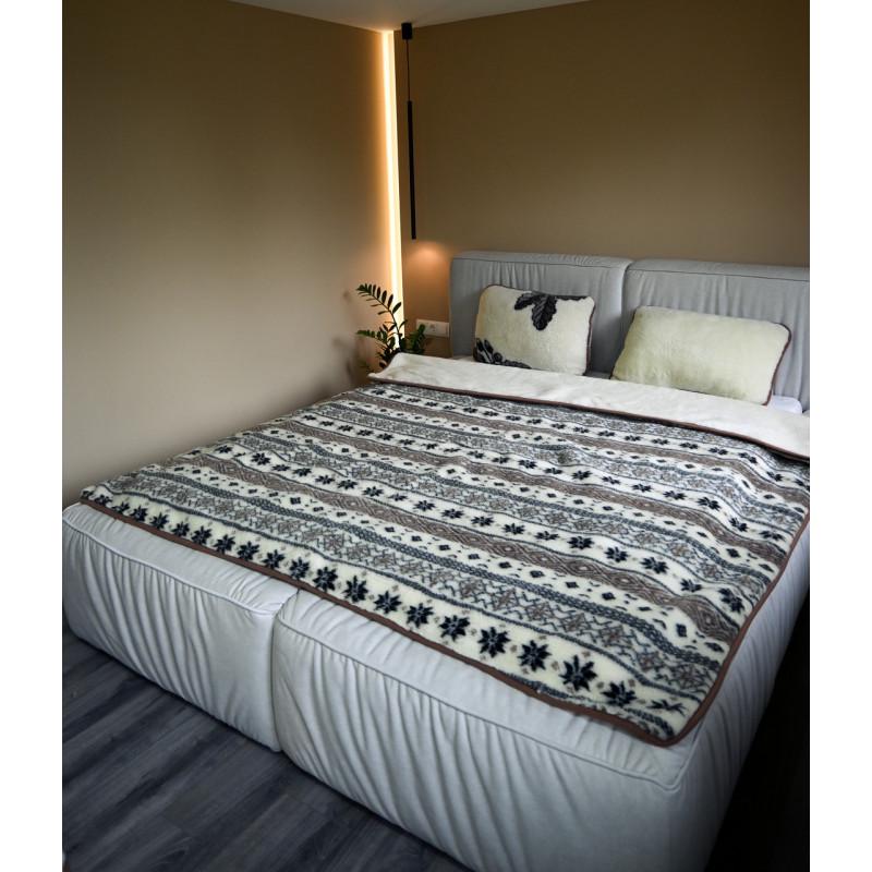 Плед з овечої вовни 2х2,2 м Сіро-коричневий (2499565535)