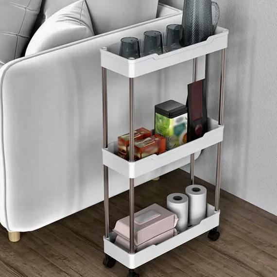 Этажерка на колесиках на колесах 3 яруса 60х35х13 см Белый (23864249) - фото 5 Этажерка на колесиках на колесах 3 яруса 60х35х13 см Белый (23864249) - фото 5
