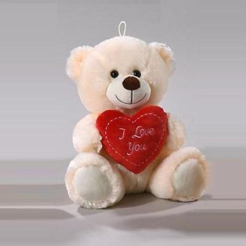 М'яка іграшка Morgenroth Ведмедик Валентин із серцем 30 см Кремовий (ABL09567E/28)