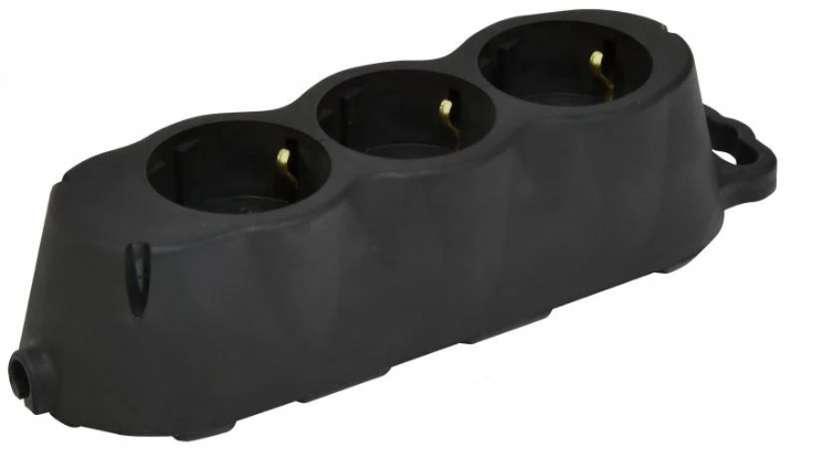 Колодка ETI ERS-3B 3 гнізда 16А 2P+PE каучук IP20 Чорний (4481010)