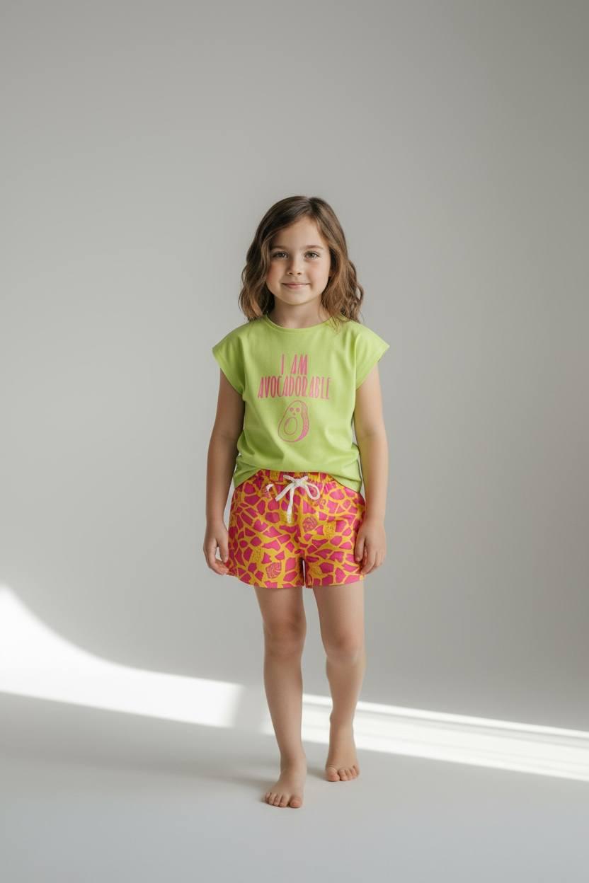Костюм MO kids футболка и шорти 3/4 роки 96-103 см Салатовый (001300429)