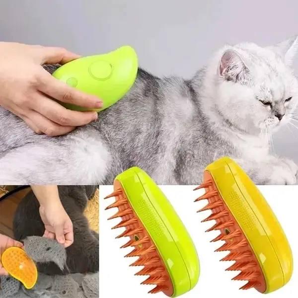 Масажна щітка силіконова парова Pet Brush гребінець для вичісування вовни тварин акумуляторна - фото 2