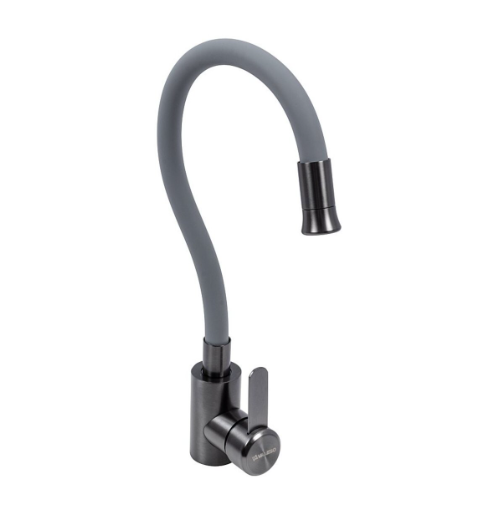 Смеситель кухонный Valeso PVD с гибким изливом Серый/Черный (KF63) Смеситель кухонный Valeso PVD с гибким изливом Серый/Черный (KF63)