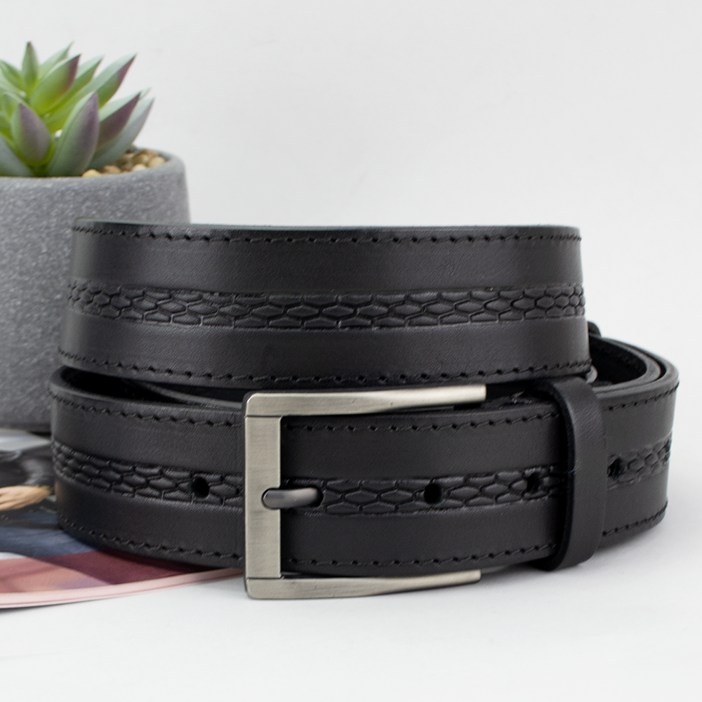 Ремень мужской кожаный SF-351 125 см Черный (1128404866)