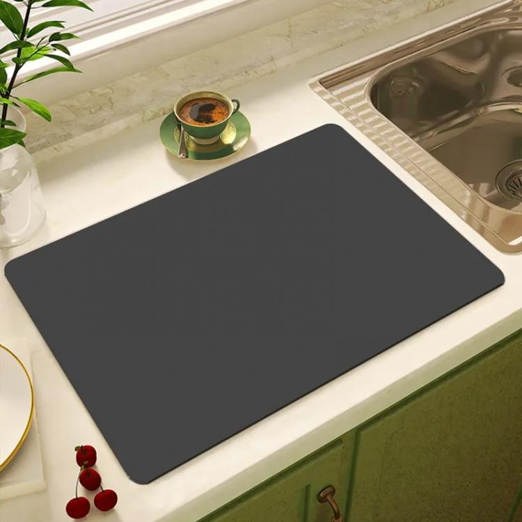 Коврик поглощающий нескользящий для сушки посуды абсорбирующий 49х39 см Серый - фото 2