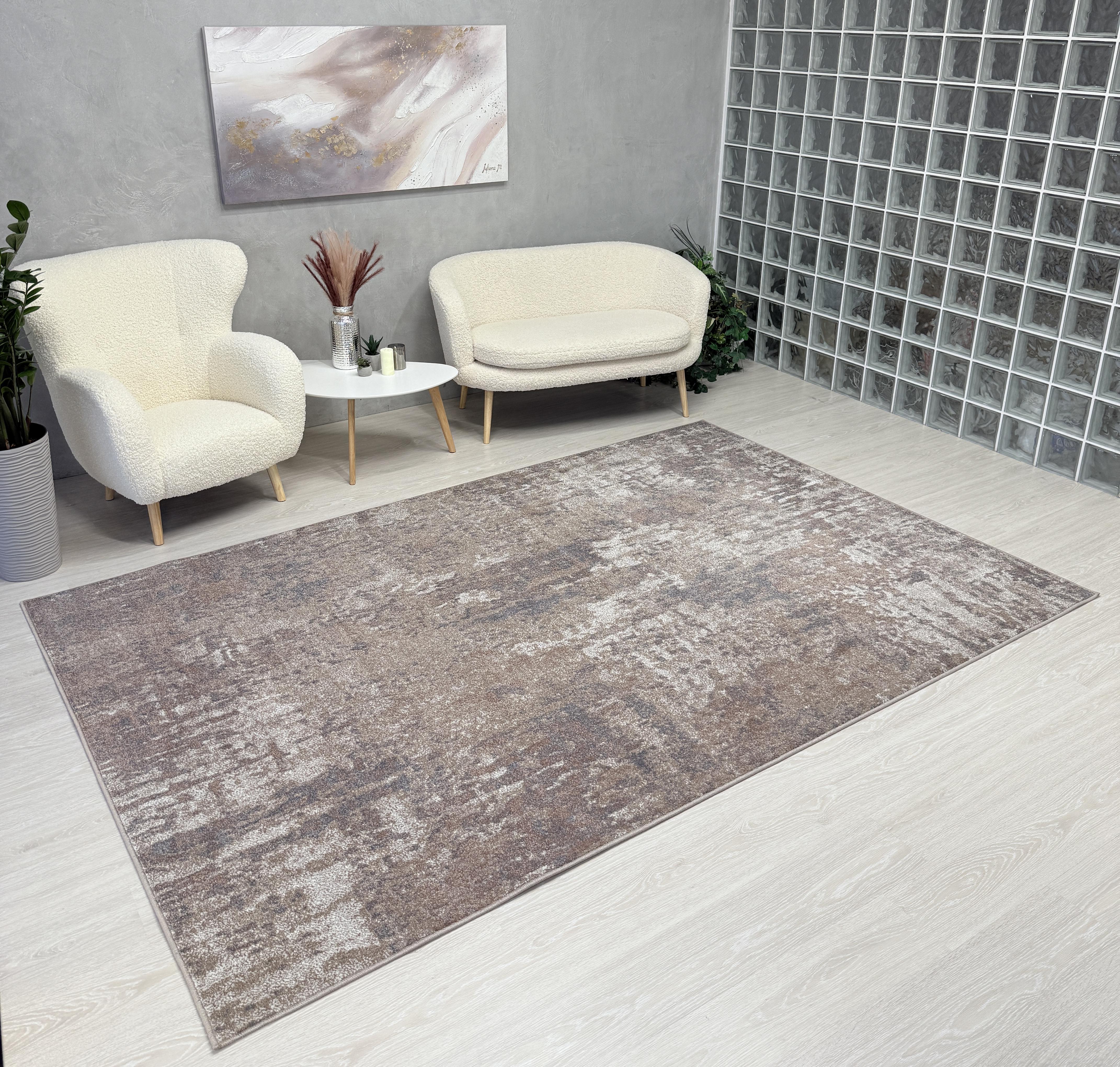 Ковер Mira с низким ворсом 200x400 см Бежевый с серым (24136/121B8) - фото 4
