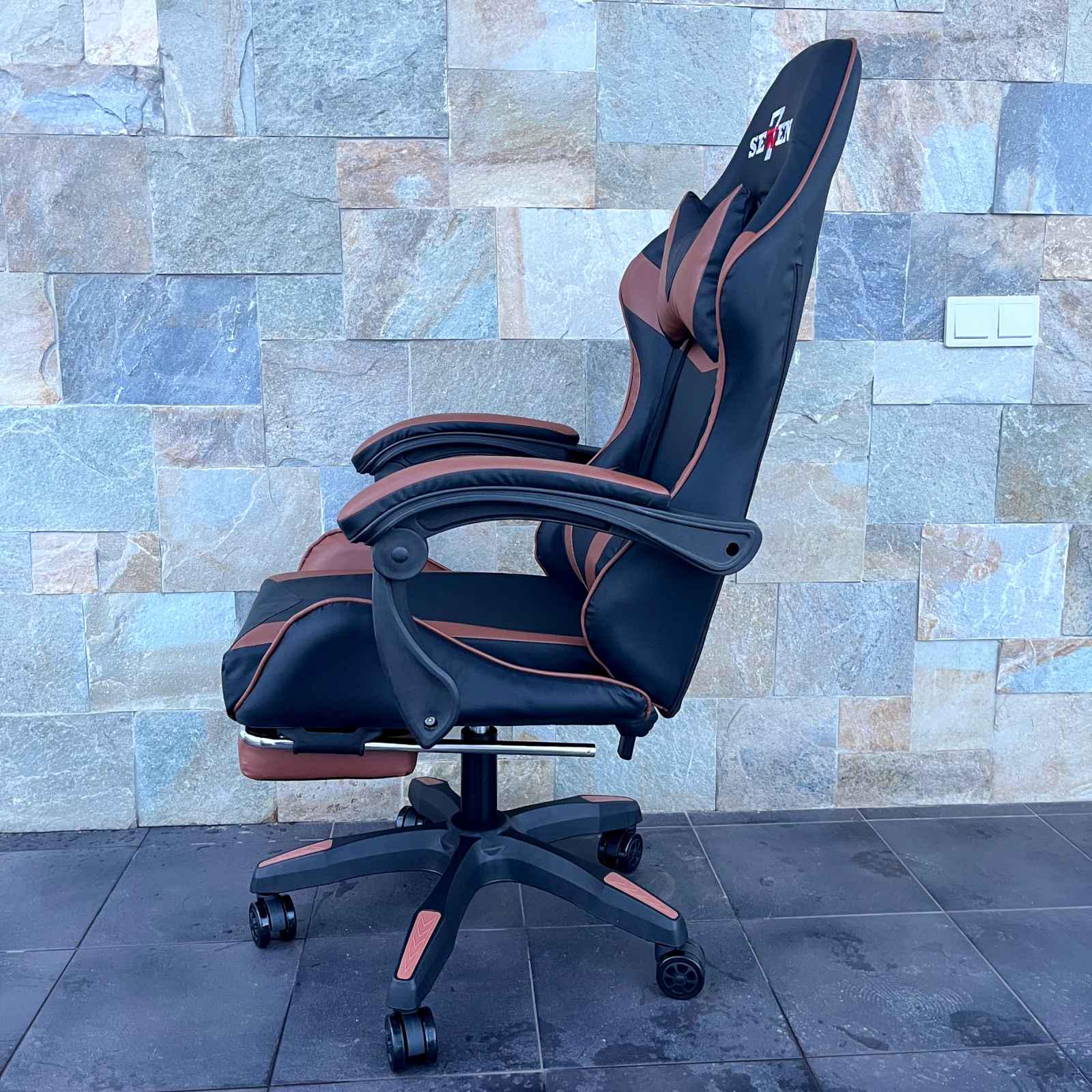 Кресло компьютерное геймерское SEWEN 730 Черный/Коричневый (9869736) - фото 4 Кресло компьютерное геймерское SEWEN 730 Черный/Коричневый (9869736) - фото 4